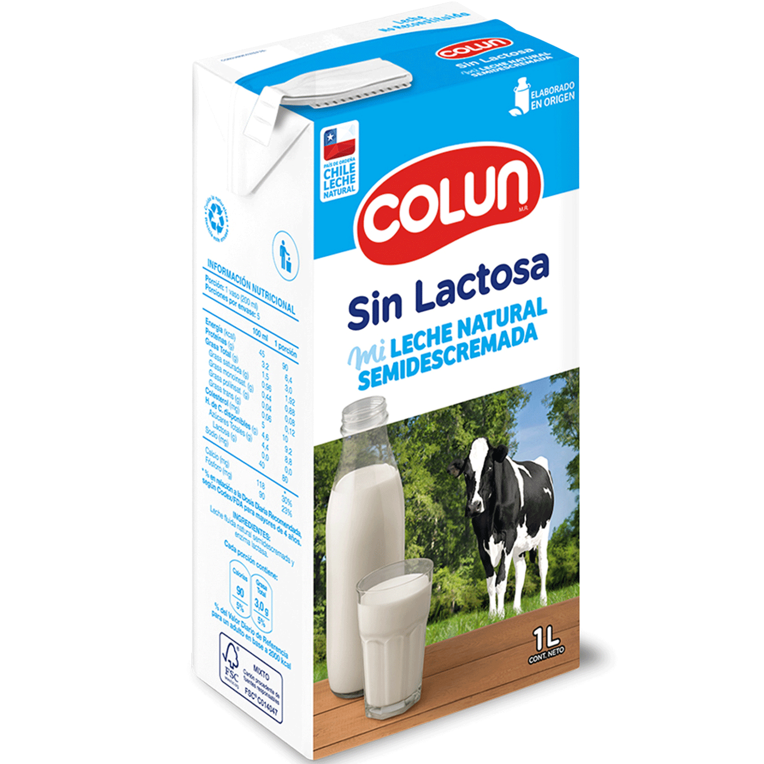 Leche Sin Lactosa 1L Colun Semidescremada